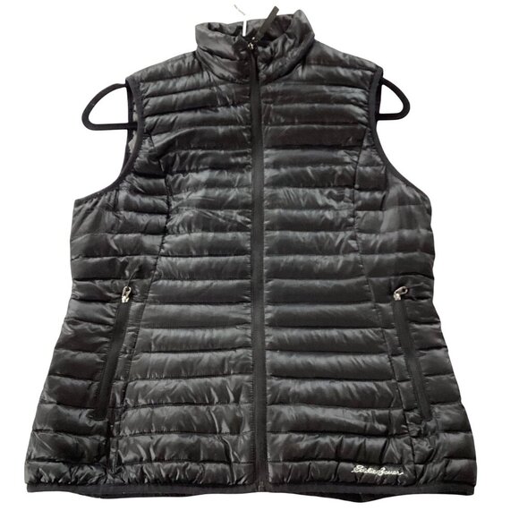 Eddie Bauer Travex EB700 Puffer Down Vest Women's Small Black Full Zip Packable - Picture 1 of 12